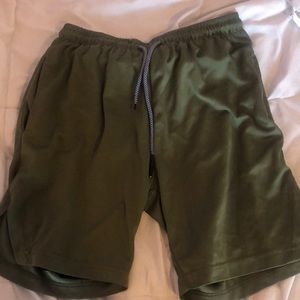 Army green workout shorts